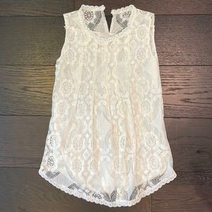 White Lace Sleeveless Blouse